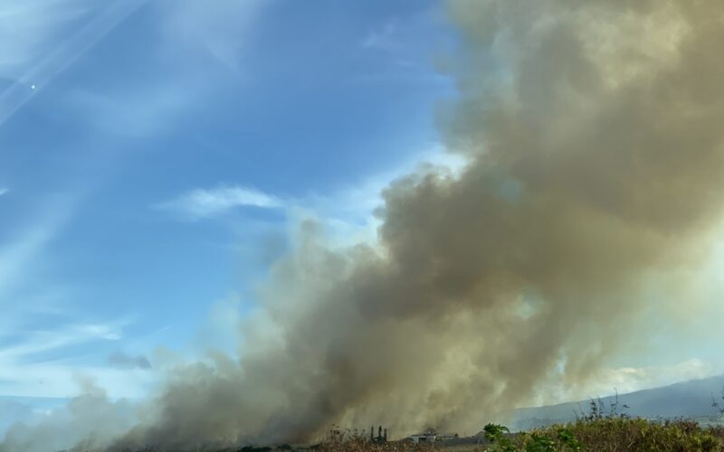 Brush fire smoke in central Maui.