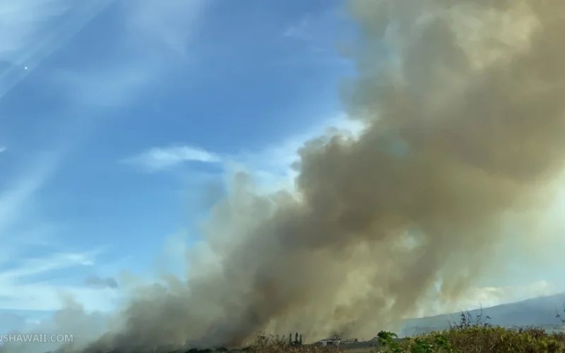 Brush fire smoke in central Maui.
