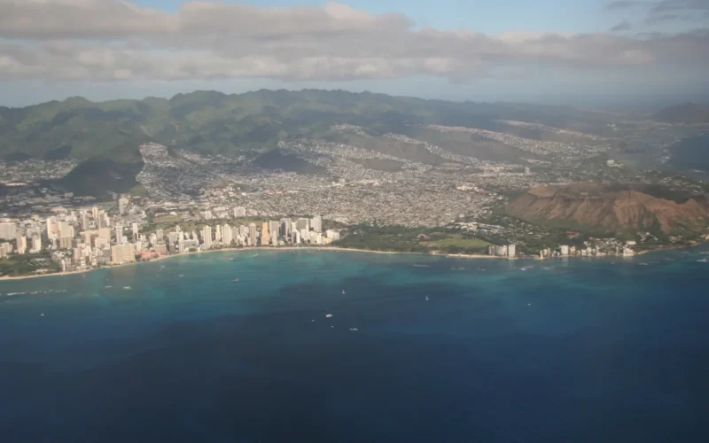 Aerial view of Honolulu, Waikīkī and Diamond Head